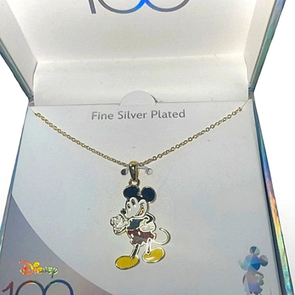 Disney 100 Mickey Necklace Silver Plated NIB - Picture 2 of 6